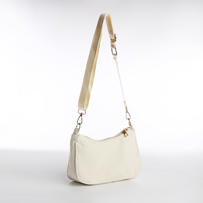 Сумка женская багет на молнии, цвет молочный