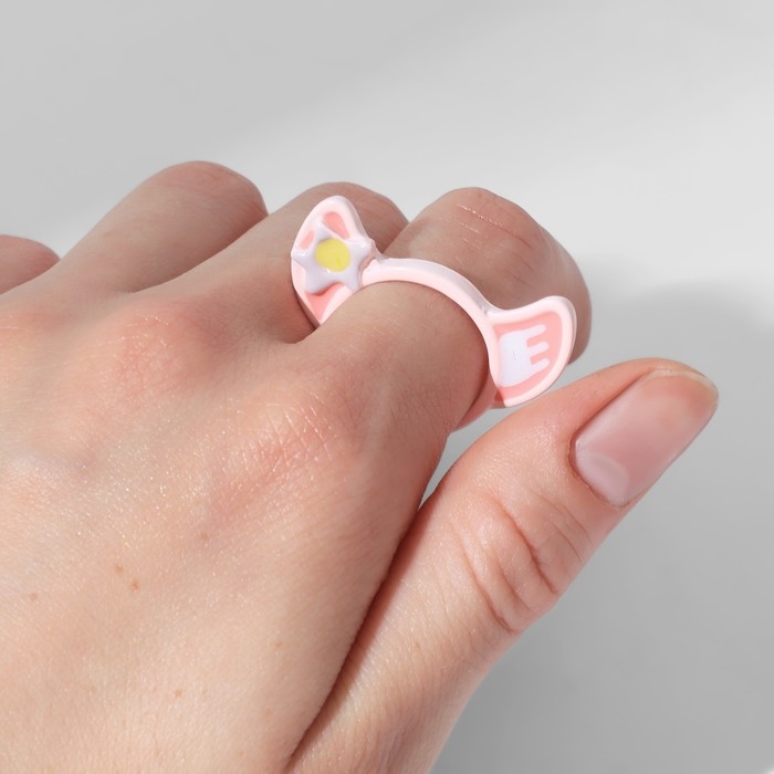 Кольцо &laquo;Монстрик&raquo; уши, цвет бело-розовый, безразмерное