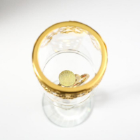 Подсвечник стекло на 1 свечу "Сплетение колец и восточный узор" золото, стразы 27х6,8х6,8 см   55153