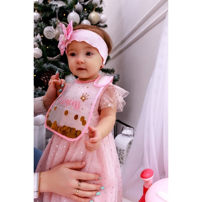 Нагрудник для кормления &laquo;Little&raquo; непромокаемый на липучке, внутри с конфетти, виды МИКС