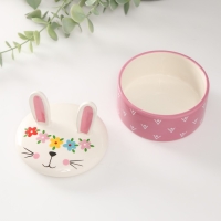 Шкатулка керамика "Зайка с веночком" 10х10х10,3 см