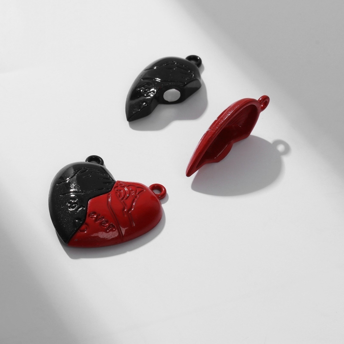 Замок магнитный «Сердце» навсегда (набор 2 шт.), цвет красно-чёрный Замок магнитный «Сердце» навсегда (набор 2 шт.), цвет красно-чёрный