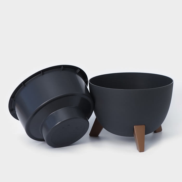 Кашпо на ножках &laquo;Флориан&raquo;, 4,2 л, d=25 см, h=18,5 см, цвет графитовый