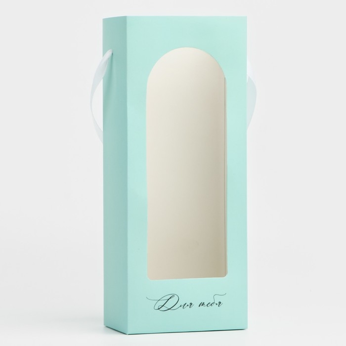 Пакет-переноска для цветов с пластиковым окном, «Для тебя», тиффани, 30 х 12 х 8 см Пакет-переноска для цветов с пластиковым окном, «Для тебя», тиффани, 30 х 12 х 8 см