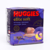 Трусики-подгузники ночные Huggies Elite soft (6-11кг) 23шт. Трусики-подгузники ночные Huggies Elite soft (6-11кг) 23шт.