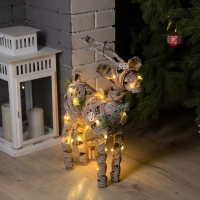 Светодиодная фигура &laquo;Серый олень&raquo; 34 &times; 48 &times; 12 см, металл, текстиль, батарейки ААх2 (не в комплекте), свечение тёплое белое