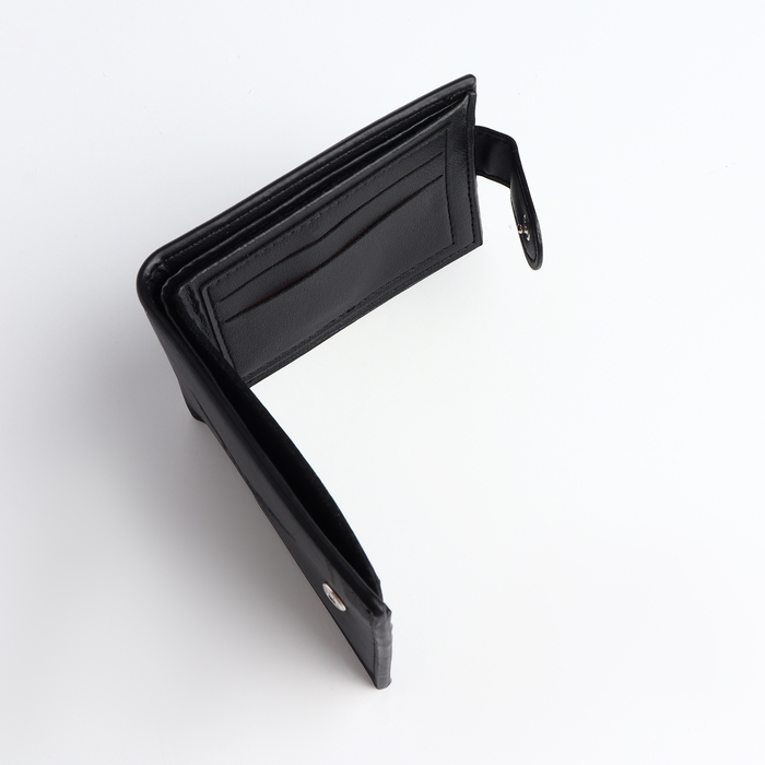 Портмоне мужское на кнопке, отдел для карт, монет, цвет чёрный Портмоне мужское на кнопке, отдел для карт, монет, цвет чёрный