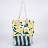 Сумка женская пляжная на молнии, цвет белый/жёлтый