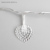 Гирлянда &laquo;Нить&raquo; 5 м с насадками &laquo;Сердце малое&raquo;, IP20, прозрачная нить, 20 LED, свечение мульти (RG/RB), мигание, 220 В