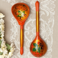 Ложка полубаская &laquo;Традиционная&raquo;, золото, 19&times;6 см, хохлома