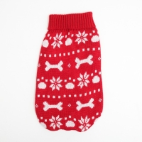 Свитер "Косточки-снежинки", размер 14 (ДС 32-35, ОГ 35-45, ОШ 22-26 см), красный