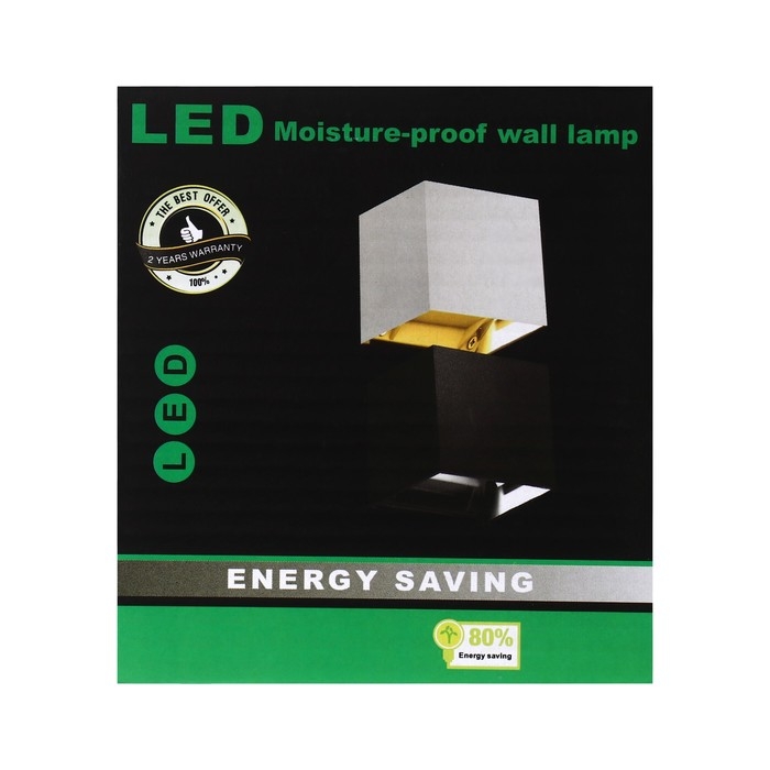 Светильник фасадный &laquo;Куб&raquo;, FSD-063, 6 Вт, 3000К, регулир. луч, IP65, 220 В, пластик, черный   100842