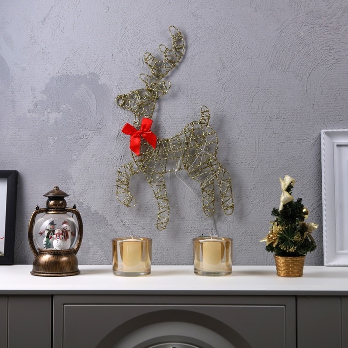 Светодиодная фигура &laquo;Олень&raquo; 28 &times; 47.5 см, металл, батарейки ААх2 (не в комплекте), свечение тёплое белое