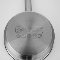 Ковш из нержавеющей стали Доляна &laquo;Гретте&raquo;, 1,5 л, d=16 см, с крышкой, металлическая ручка, индукция