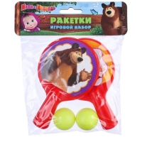 Набор игровой, ракетки 8&times;12 см и два мячика, Маша и медведь