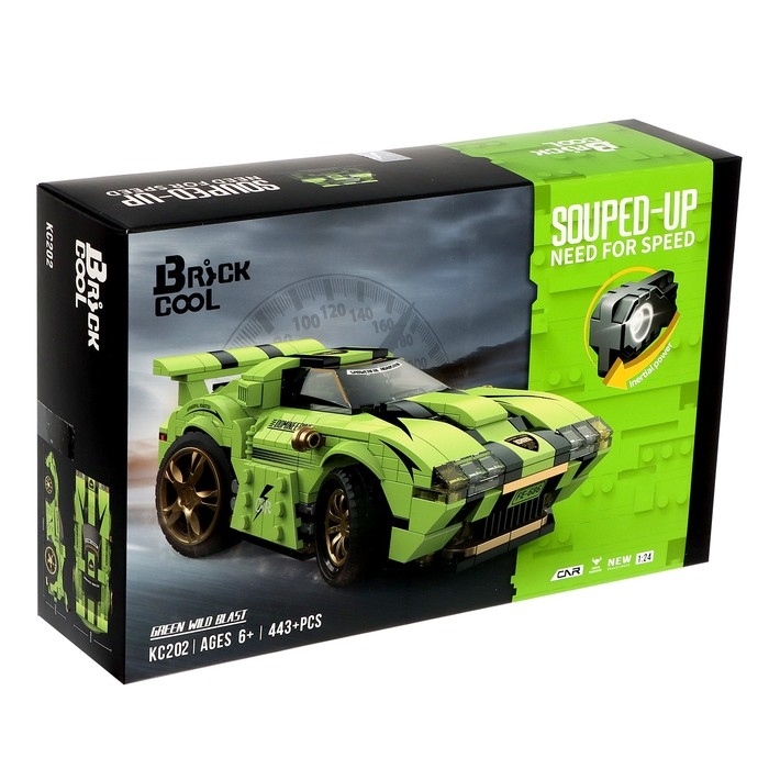 Конструктор Гонка &laquo;Цикада&raquo;, инерционный механизм, 443 детали