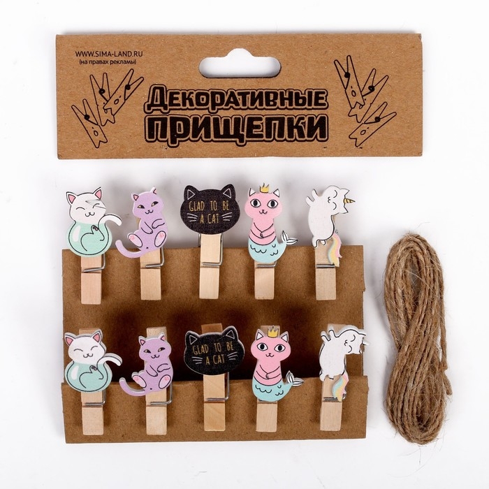 Набор декоративных прищепок «Котята» набор 10 шт. Набор декоративных прищепок «Котята» набор 10 шт.