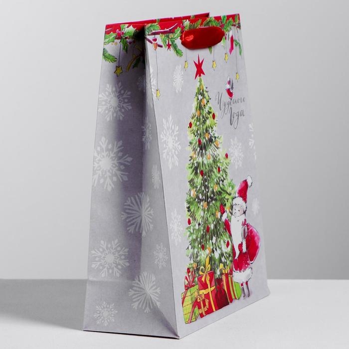 Пакет подарочный новогодний крафтовый вертикальный «Новогоднего чуда», 23 х 27 х 11,5 см, Новый год Пакет подарочный новогодний крафтовый вертикальный «Новогоднего чуда», 23 х 27 х 11,5 см, Новый год