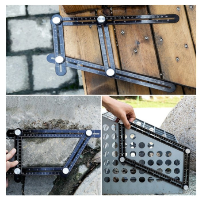 Складная линейка ТУНДРА, для позиционирования отверстий при сверлении, 6 углов, 25-45-60 Складная линейка ТУНДРА, для позиционирования отверстий при сверлении, 6 углов, 25-45-60