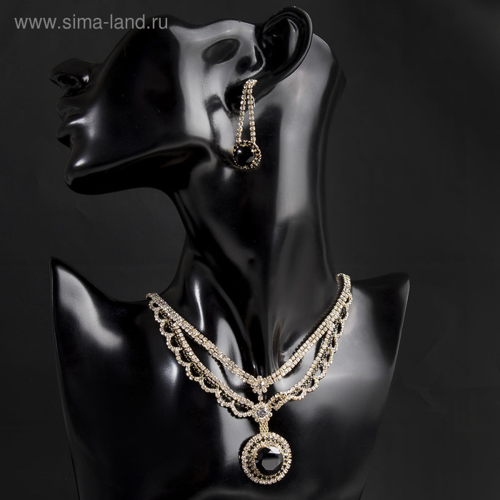 Набор 2 предмета: серьги, колье «Феникс» круг, цвет бело-чёрный в золоте, 35 см Набор 2 предмета: серьги, колье «Феникс» круг, цвет бело-чёрный в золоте, 35 см