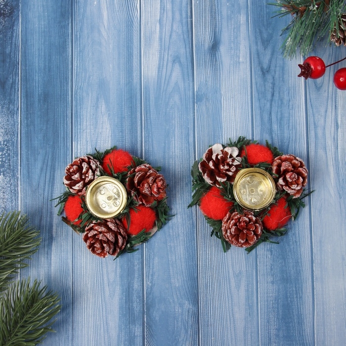 Подсвечник новогодний Подсвечник новогодний "Блеск" (набор 2 шт) красный