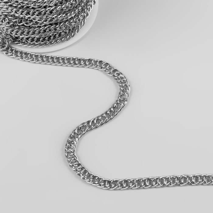 Цепочка для сумки, витая, железная, 7 &times; 9,9 мм, 10 &plusmn; 0,5 м, цвет серебряный