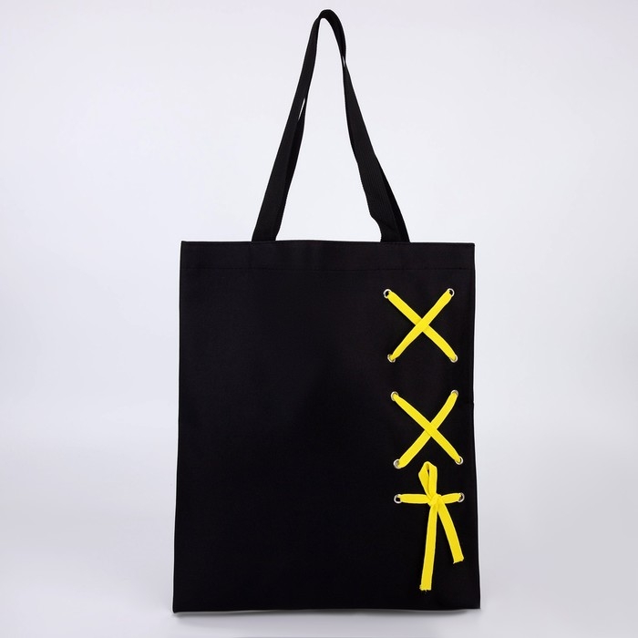 Шопер с лентой, 35 х 1 х 40 см, цвет чёрный