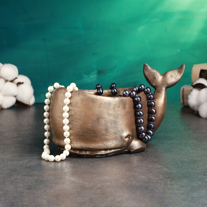 Подставка для мелочей "Кит" 22х13см, бронза