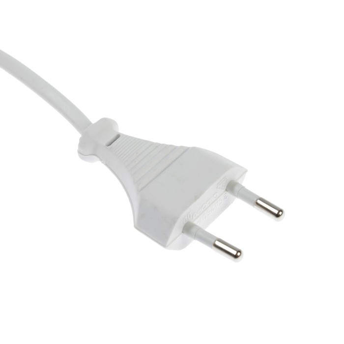 Шнур сетевой с вилкой, 1,5 м, ШВВП 2 х 0.5 мм2, белый Шнур сетевой с вилкой, 1,5 м, ШВВП 2 х 0.5 мм2, белый