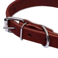 Ошейник кожаный однослойный, 45 х 2 см, ОШ 25-35 см, коричневый Ошейник кожаный однослойный, 45 х 2 см, ОШ 25-35 см, коричневый