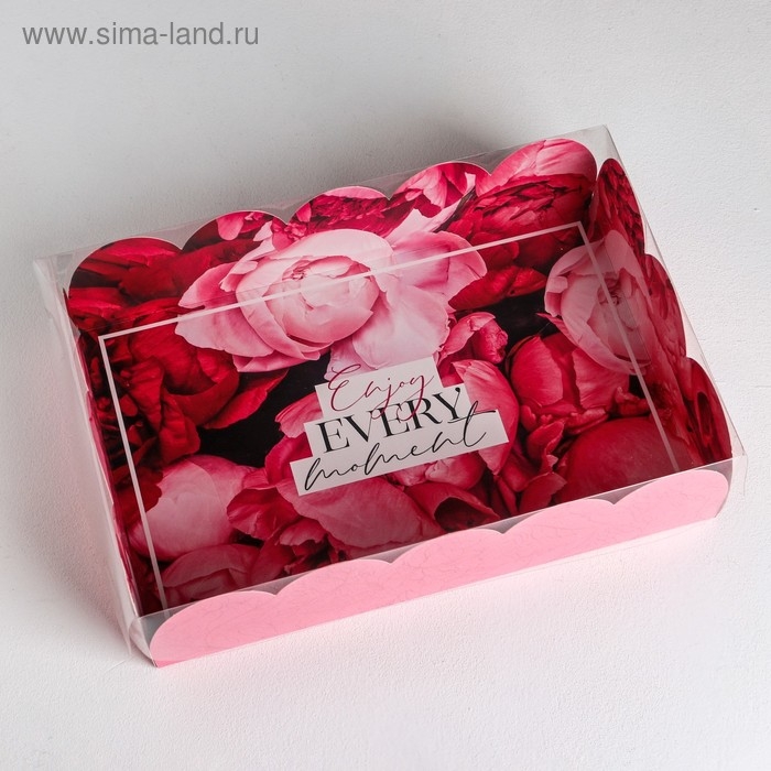 Коробка для печенья, кондитерская упаковка с PVC крышкой, Enjoy every moment, 20 х 30 х 8 см Коробка для печенья, кондитерская упаковка с PVC крышкой, Enjoy every moment, 20 х 30 х 8 см