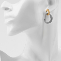 Серьги металл &laquo;Цепь&raquo; полукруг, звено, цвет золото с серебром