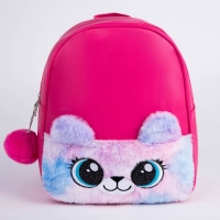 Рюкзак детский для девочки из искусственной кожи &laquo;Мишка&raquo;, с карманом из плюша. 27х23 х 10 см