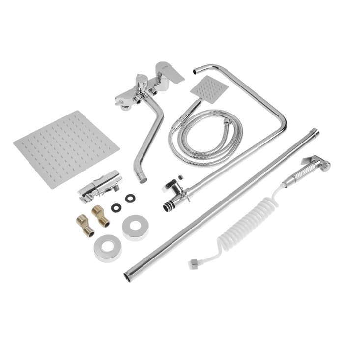 Душевая система ZEIN Z3867, смеситель, тропическая и ручная лейка, латунь, хром