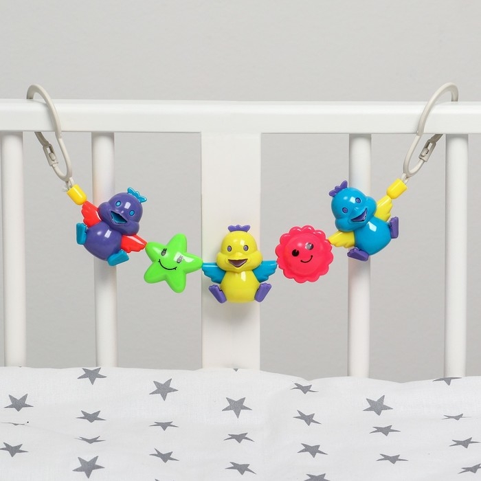 Растяжка на коляску/кроватку &laquo;Птенчики&raquo;, 3 игрушки, цвет МИКС, Крошка Я