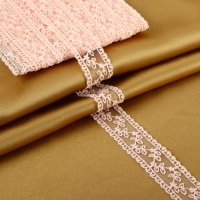 Кружево на сетке, 30 мм &times; 9 &plusmn; 0,5 м, цвет розовый