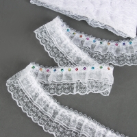 Тесьма белая кружевная, 4,5 см, в рулоне 10 м Тесьма белая кружевная, 4,5 см, в рулоне 10 м