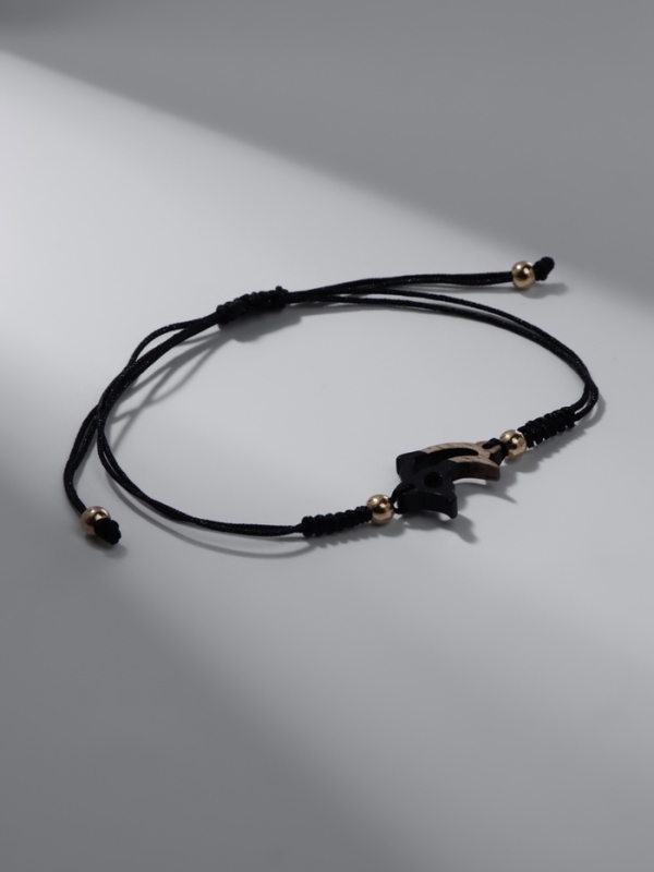 Браслет ассорти на нити &laquo;Дельфинчик&raquo; на нити, цвет чёрный в золоте