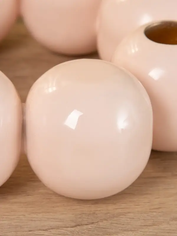 Подсвечник на 4 свечи "Бусы" с 8 сферами розовый 19х19х5,5 см