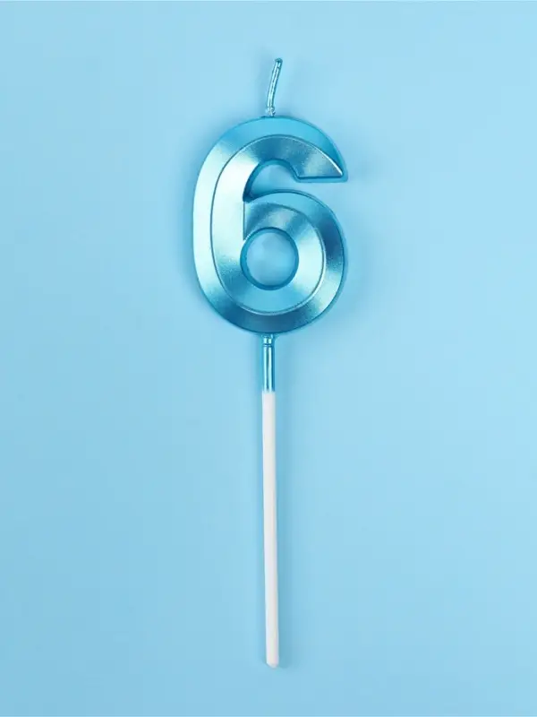 Свеча в торт на шпажке &laquo;Грань&raquo;, цифра 6, голубая, 5 см