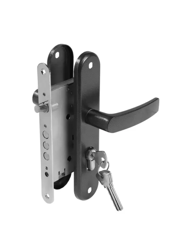 Замок врезной LOCKLAND RD005, с ручкой, B/S 55 мм, 4 ключа, цвет серый