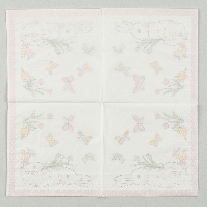 Салфетки бумажные &laquo;Кролик с бабочками&raquo;, 25&times;25 см, набор 20 шт.