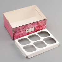 Коробка для 6 капкейков с прозрачной крышкой, "Сияй от счастья", 23 &times; 16 &times; 10 см, кондитерская упаковка