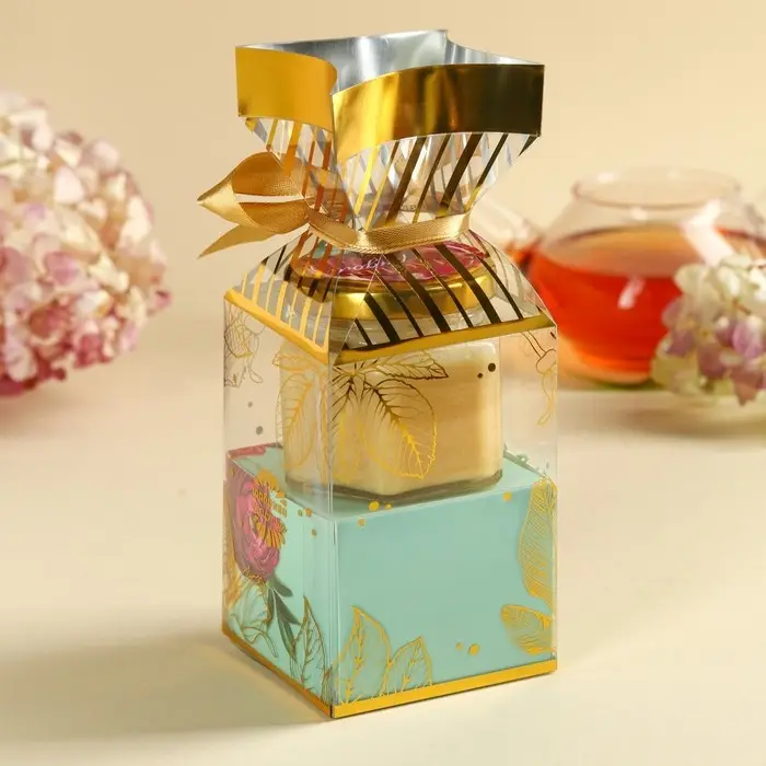 Набор &laquo;Цвети от счастья&raquo;: крем-мёд с хлопком 120 г., чай чёрный с апельсином и шоколадом 50 г.