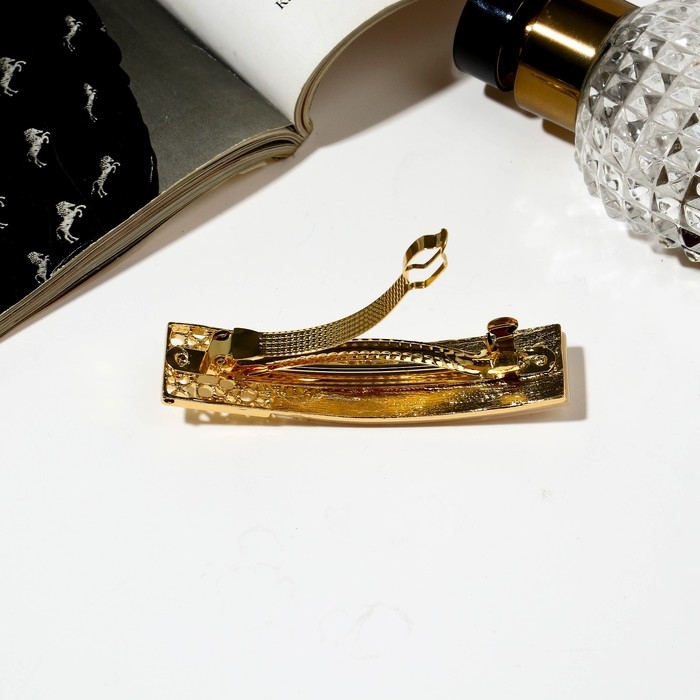 Заколка-автомат для волос &laquo;Геометрия&raquo;, прямой кружевной, 8 см, золото