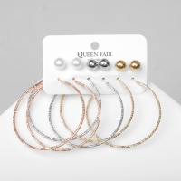 Серьги-кольца с пусетами набор 6 пар &laquo;Настроение&raquo; нюанс, цвет МИКС, d=5 см