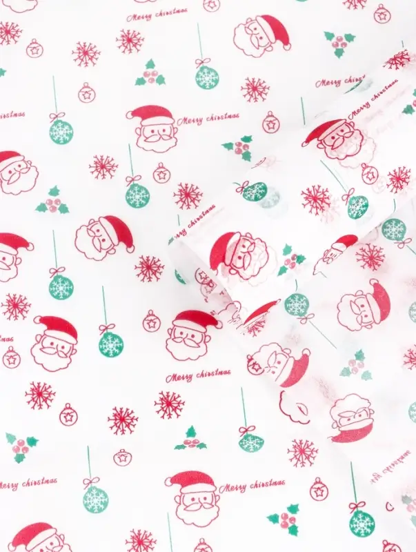Бумага упаковочная тишью "Дед Мороз!", белая, 50 х 66 см
