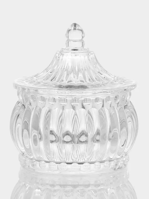 Конфетница с крышкой "Ребристая" 9х9х10 см, прозрачная