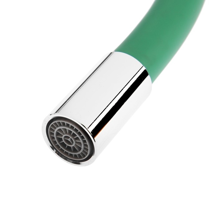 Излив для смесителя ZEIN, 3/4 Излив для смесителя ZEIN, 3/4", гибкий, силикон, нержав.сталь, 50см, сетка пластик, зеленый