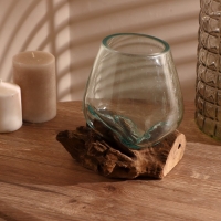 Вазон стекло на коряге "Индивидуальность" 15х15х15 см
